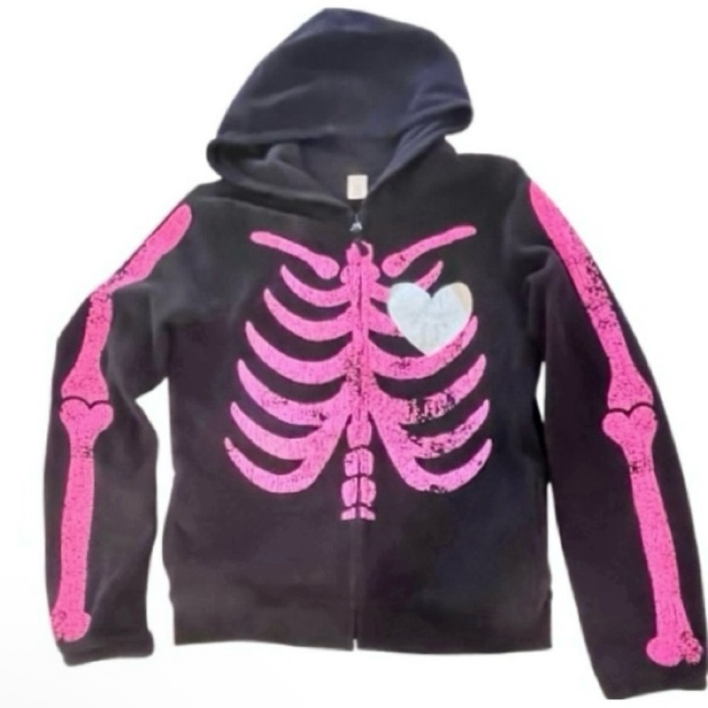 Old Navy -Kids Skeleton Full Zipper Fleece
Size: 14